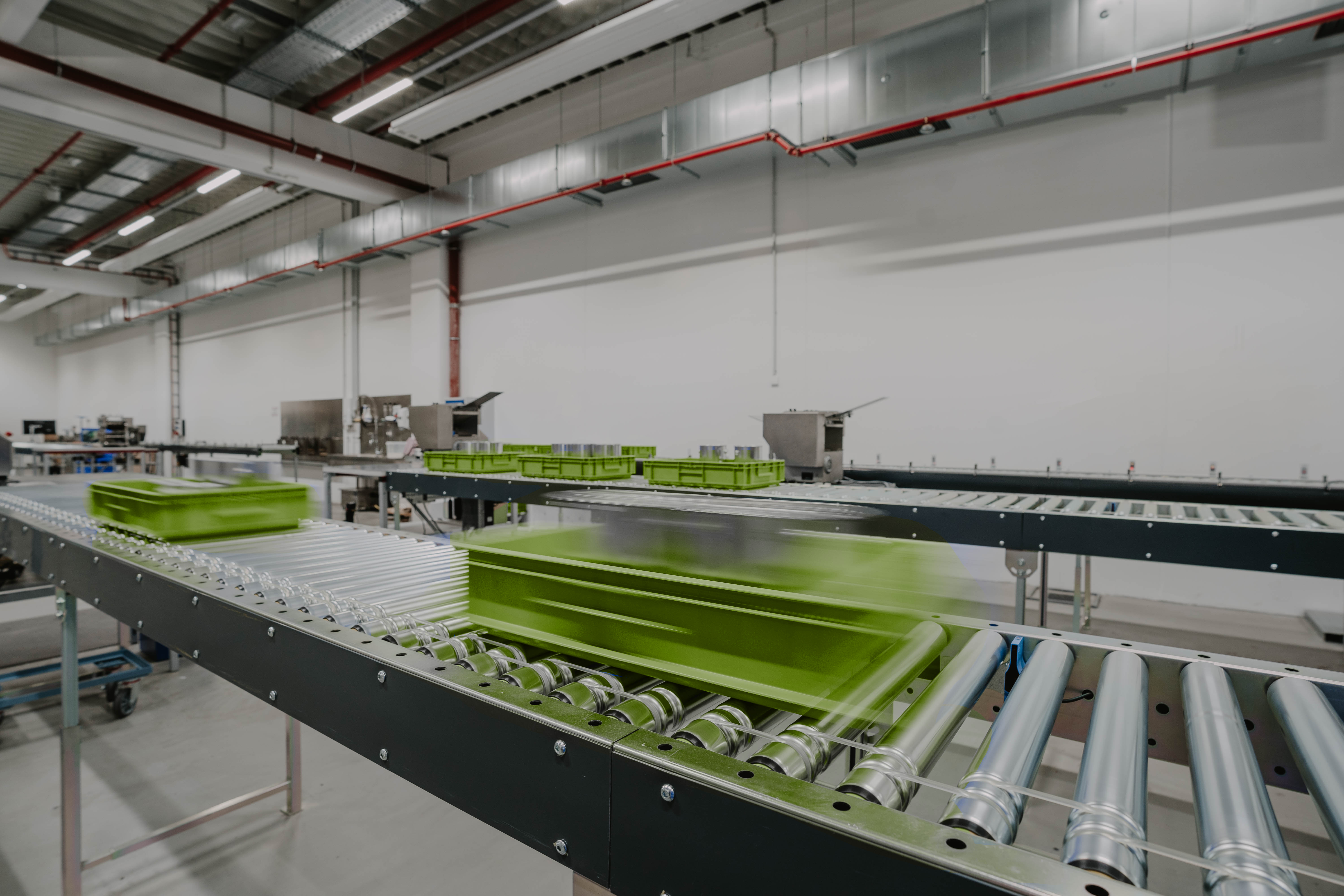 Angetriebene Rollenbahn 30,72 m steckerfertig – Plug-and-Play NB530 | Staudrucklos & energieeffizient